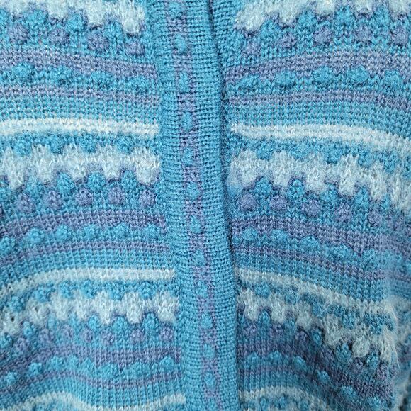 Chadwick's Womens Striped Textured Knit Half Sleeve Teal Green Sweater Size XL - Picture 5 of 8